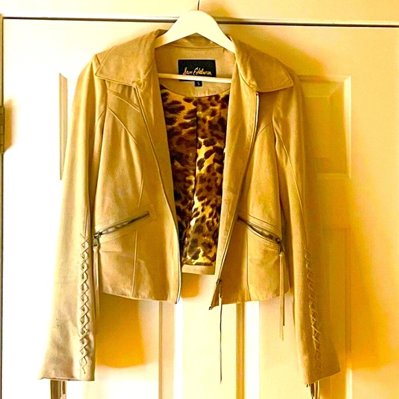 Sam Edelman leather fringe jacket Sz S - Picture 2 of 8